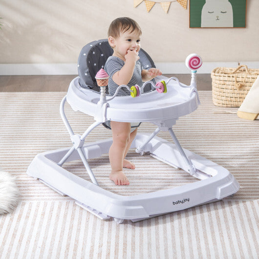 Foldable Baby Activity Walker with Adjustable Height and Detachable Seat Cushion-Gray LuxuryLifeWay Online Store