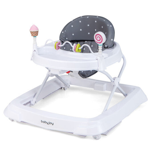 Foldable Baby Activity Walker with Adjustable Height and Detachable Seat Cushion-Gray LuxuryLifeWay Online Store