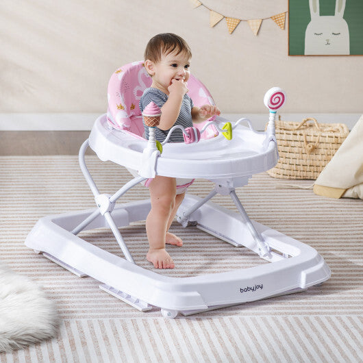 Foldable Baby Activity Walker with Adjustable Height and Detachable Seat Cushion-Gray LuxuryLifeWay Online Store