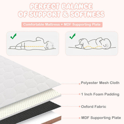 Folding Baby Bassinet Bedside Sleeper with 4 Adjustable Heights-Pink - Color: Pink LuxuryLifeWay Online Store