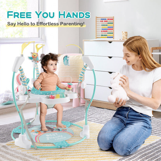 Baby Activity Center Height Adjustable Baby Bouncing Saucer with Interactive Toys-Blue - Color: Blue LuxuryLifeWay Online Store