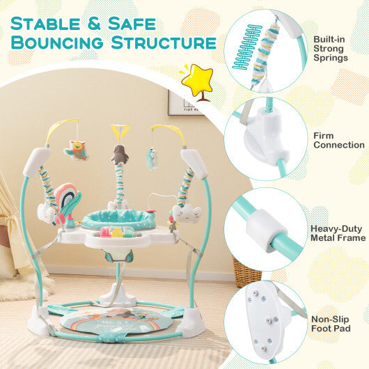 Baby Activity Center Height Adjustable Baby Bouncing Saucer with Interactive Toys-Blue - Color: Blue LuxuryLifeWay Online Store