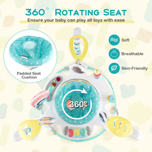 Baby Activity Center Height Adjustable Baby Bouncing Saucer with Interactive Toys-Blue - Color: Blue LuxuryLifeWay Online Store