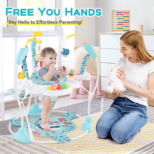 Baby Activity Center Height Adjustable Baby Bouncing Saucer with Interactive Toys-Light Blue - Color: Light Blue LuxuryLifeWay Online Store