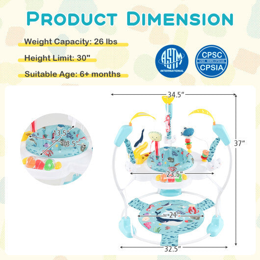 Baby Activity Center Height Adjustable Baby Bouncing Saucer with Interactive Toys-Light Blue - Color: Light Blue LuxuryLifeWay Online Store