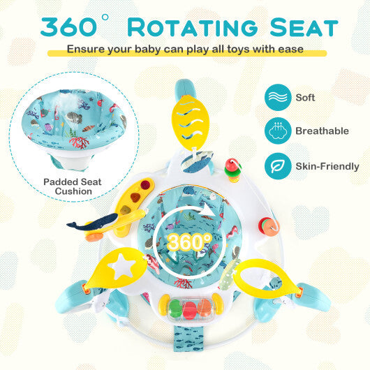 Baby Activity Center Height Adjustable Baby Bouncing Saucer with Interactive Toys-Light Blue - Color: Light Blue LuxuryLifeWay Online Store