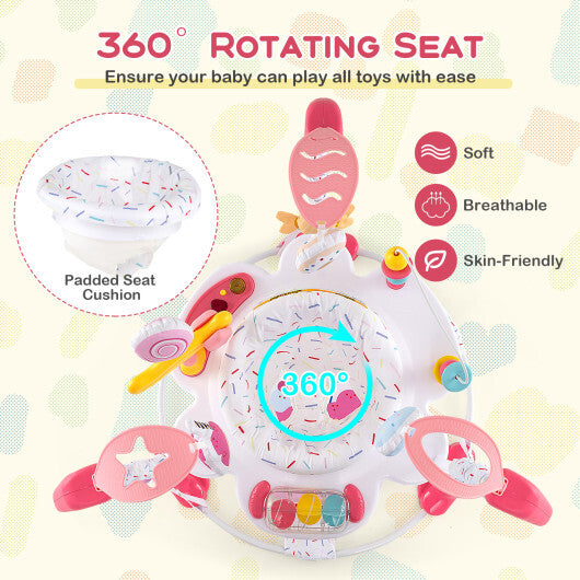 Baby Activity Center Height Adjustable Baby Bouncing Saucer with Interactive Toys-Pink - Color: Pink LuxuryLifeWay Online Store