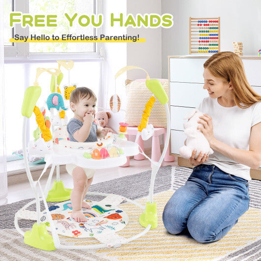 Baby Activity Center Height Adjustable Baby Bouncing Saucer with Interactive Toys-Yellow - Color: Yellow LuxuryLifeWay Online Store