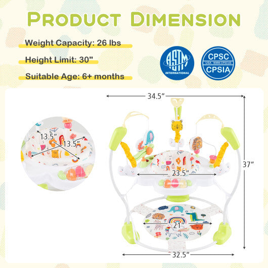 Baby Activity Center Height Adjustable Baby Bouncing Saucer with Interactive Toys-Yellow - Color: Yellow LuxuryLifeWay Online Store