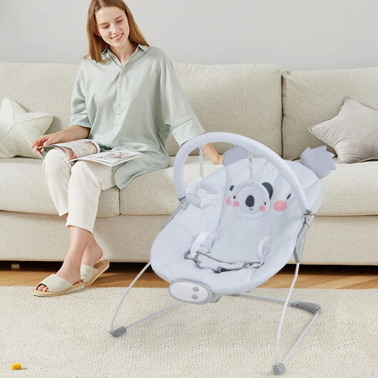 Portable Baby Bouncer Infant Rocker Seat with Detachable Toy Bar-Gray LuxuryLifeWay Online Store