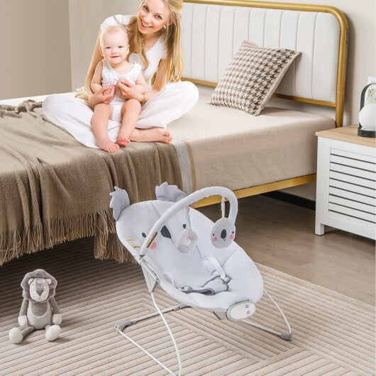 Portable Baby Bouncer Infant Rocker Seat with Detachable Toy Bar-Gray LuxuryLifeWay Online Store