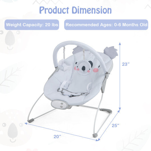 Portable Baby Bouncer Infant Rocker Seat with Detachable Toy Bar-Gray LuxuryLifeWay Online Store