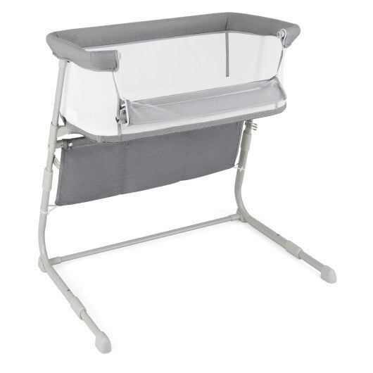 Baby Bassinet Bedside Crib with Adjustable Height Comfy Mattress-Gray LuxuryLifeWay Online Store