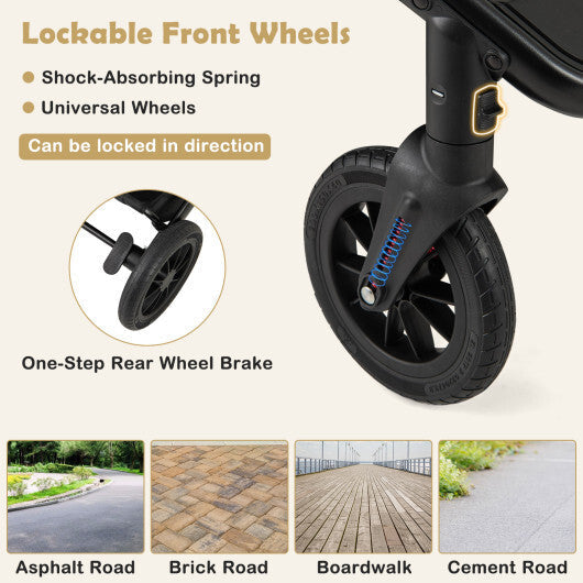 3-in-1 Folding Convertible Newborn Stroller with Detachable Bassinet-Black LuxuryLifeWay Online Store