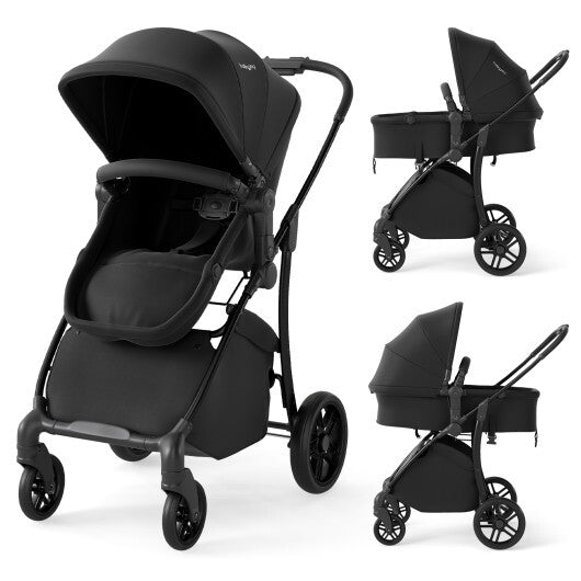 2-in-1 Baby Stroller with Bassinet Mode and Reversible Seat-Black LuxuryLifeWay Online Store