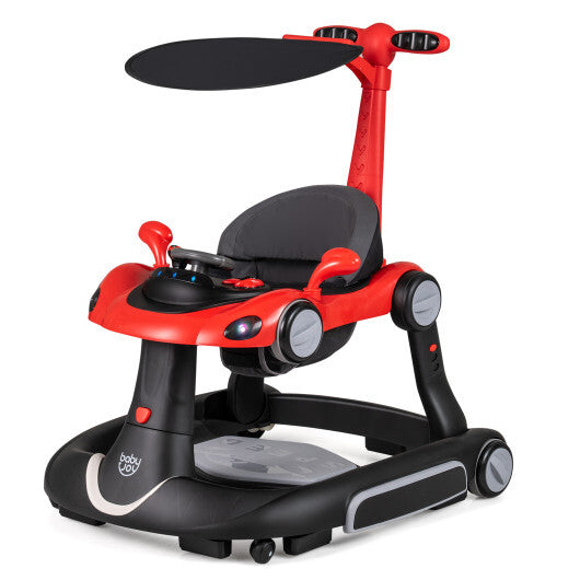 6-in-1 Baby Walker with Canopy Portable Activity Center Bouncer Rocker Combo with Music-Red - Color: Red LuxuryLifeWay Online Store