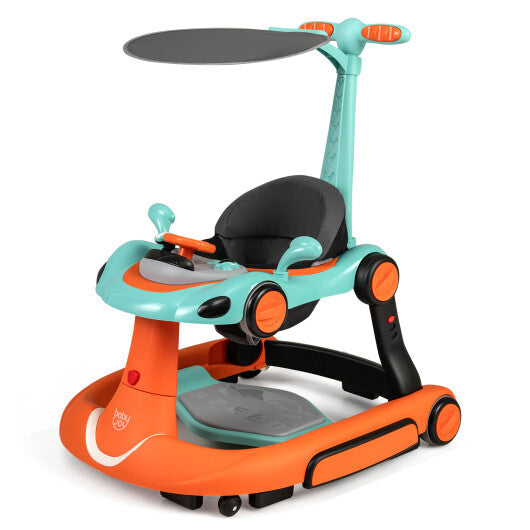 6-in-1 Baby Walker with Canopy Portable Activity Center Bouncer Rocker Combo with Music-Green - Color: Orange LuxuryLifeWay Online Store