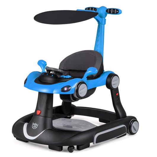 6-in-1 Baby Walker with Canopy Portable Activity Center Bouncer Rocker Combo with Music-Blue - Color: Blue LuxuryLifeWay Online Store
