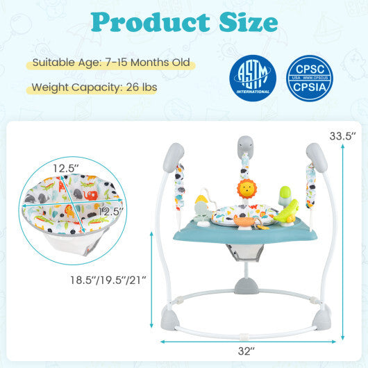 Baby Jump and Play Activity Center with Rotatable Seat and Interactive Toys-Blue LuxuryLifeWay Online Store