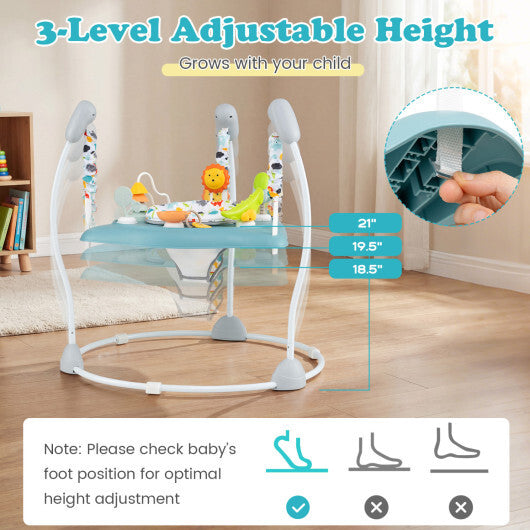 Baby Jump and Play Activity Center with Rotatable Seat and Interactive Toys-Blue LuxuryLifeWay Online Store