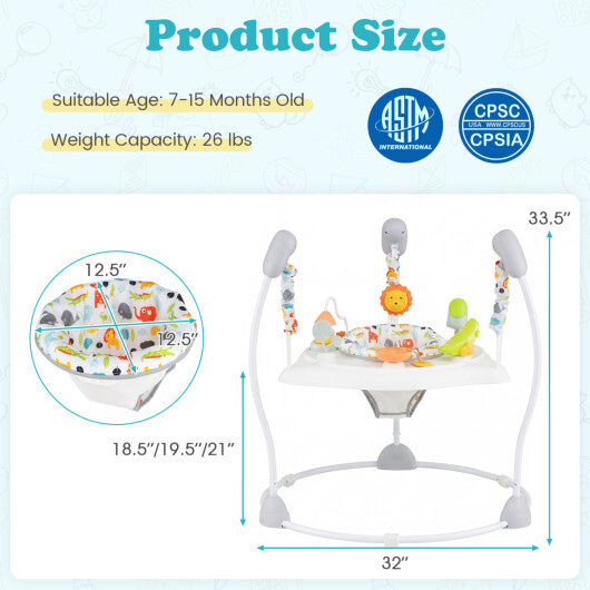 Baby Jump and Play Activity Center with Rotatable Seat and Interactive Toys-Blue LuxuryLifeWay Online Store