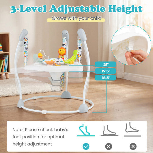 Baby Jump and Play Activity Center with Rotatable Seat and Interactive Toys-Blue LuxuryLifeWay Online Store