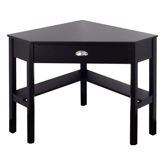Corner Black Wood Computer Desk with Drawer LuxuryLifeWay Online Store