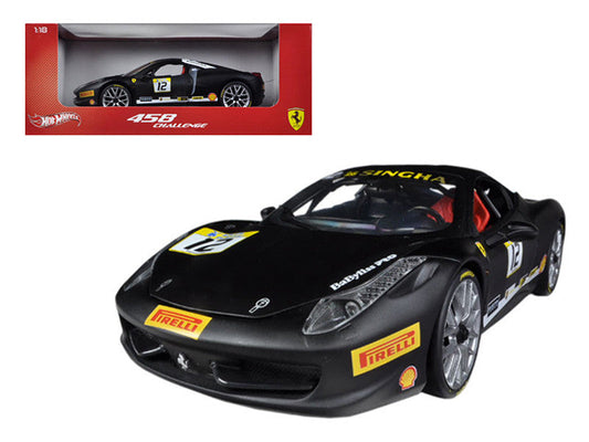 Ferrari 458 Challenge Matt Black #12 1/18 Diecast Car Model by Hot Wheels LuxuryLifeWay Online Store