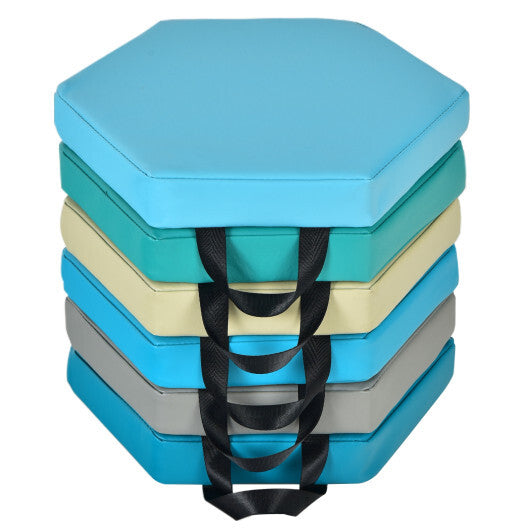 6 Pieces Multifunctional Hexagon Toddler Floor Cushions Classroom Seating with Handles-Blue LuxuryLifeWay Online Store