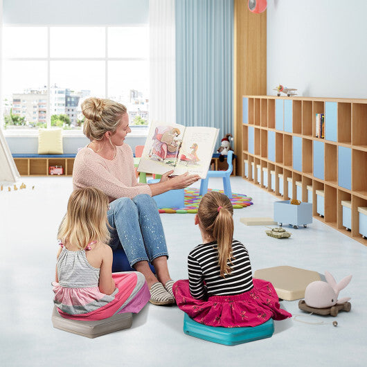 6 Pieces Multifunctional Hexagon Toddler Floor Cushions Classroom Seating with Handles-Blue LuxuryLifeWay Online Store