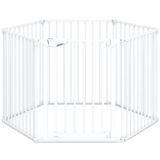 Extra Wide Baby Gate Fits 34.5-154" Openings 6-Panel Adjustable Pet Safety Fence-White LuxuryLifeWay Online Store