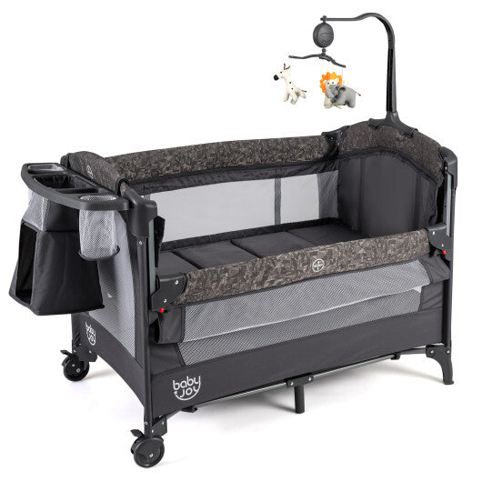 5-in-1 Bedside Bassinet with Diaper Changer and Mattress-Gray LuxuryLifeWay Online Store
