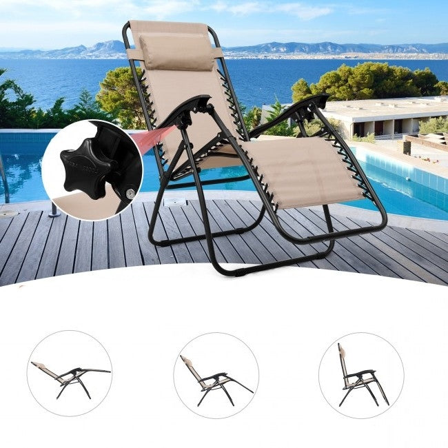 3 Piece Folding Portable Reclining Lounge Chairs Table Set Tan LuxuryLifeWay Online Store
