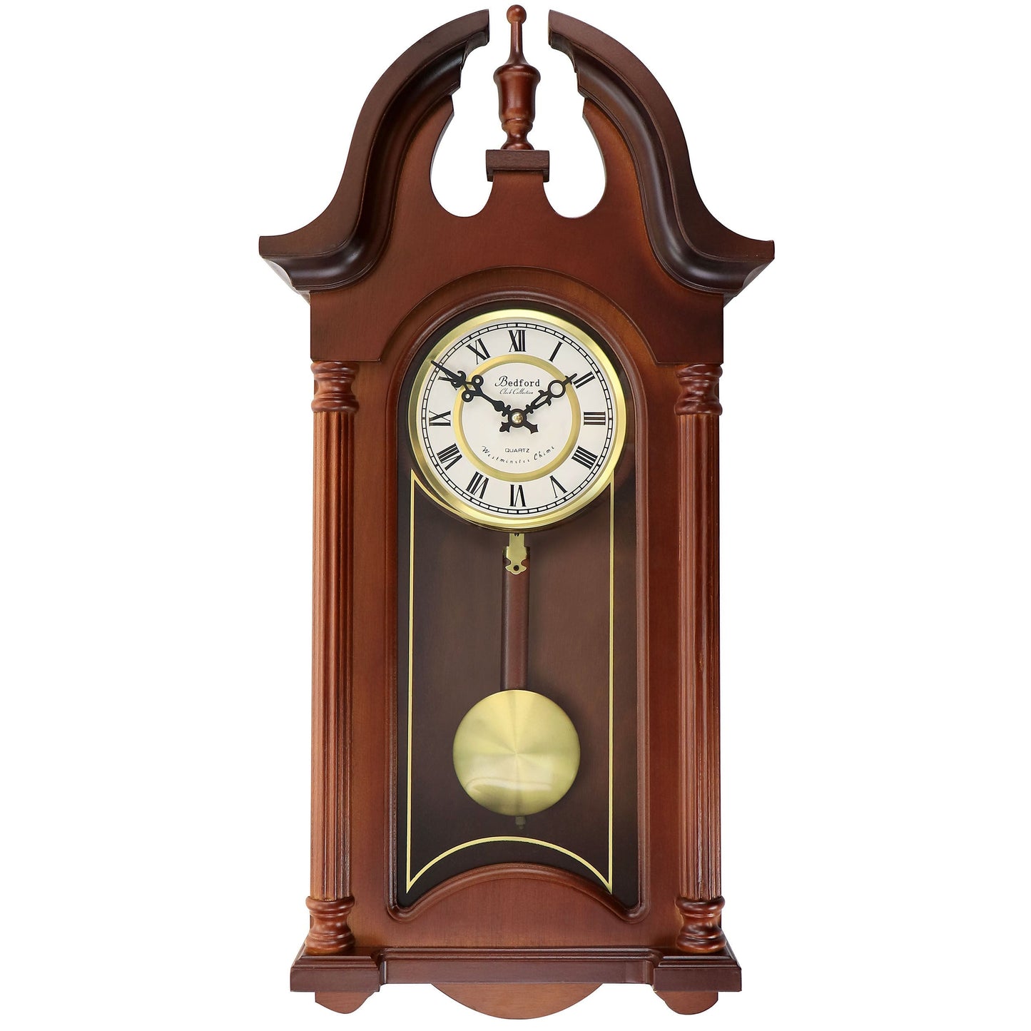 Bedford Clock Collection Delphine 27 Inch Mahogany Chiming Pendulum Wall Clock LuxuryLifeWay Online Store