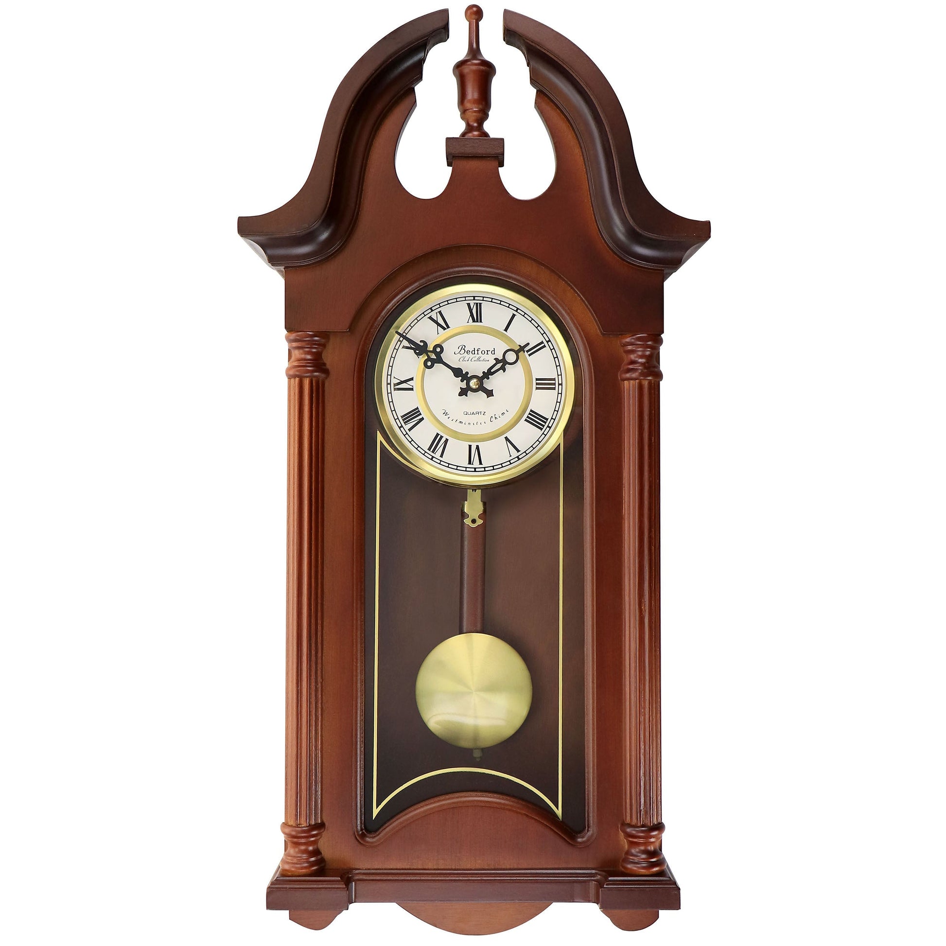 Bedford Clock Collection Delphine 27 Inch Mahogany Chiming Pendulum Wall Clock LuxuryLifeWay Online Store