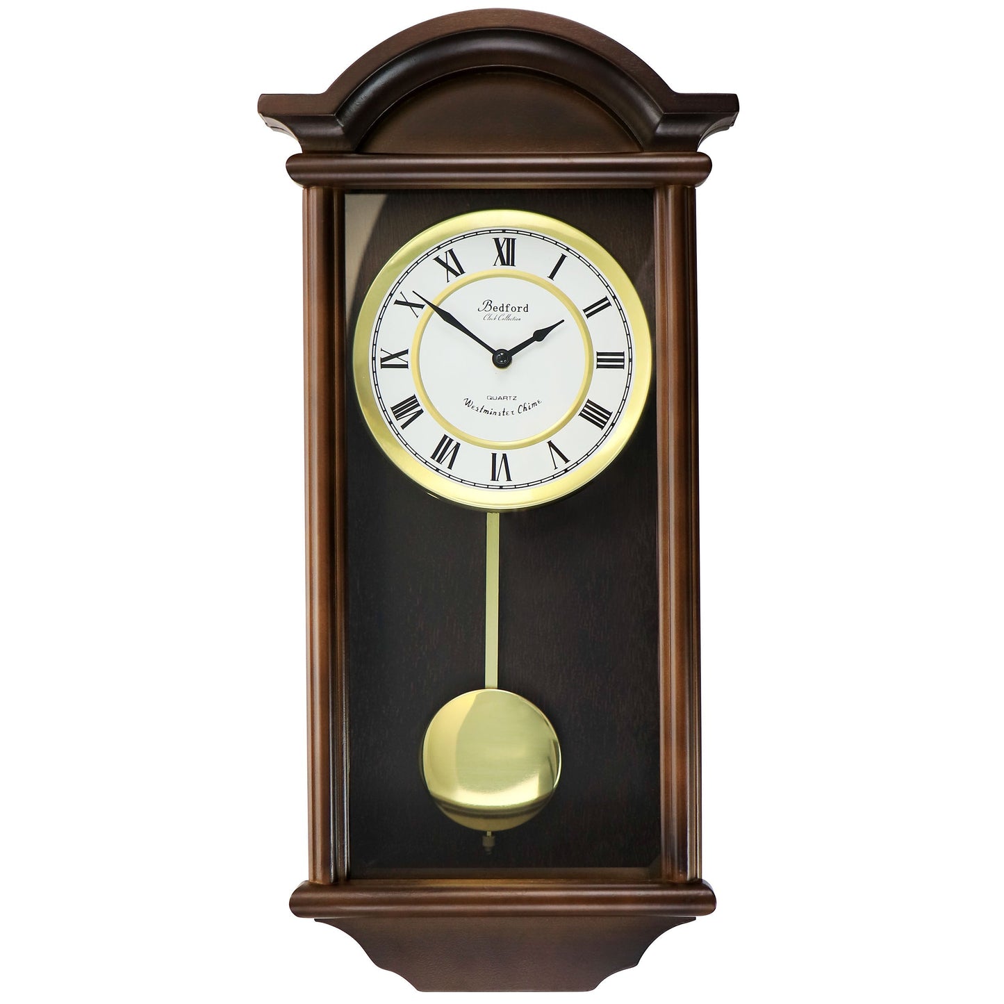 Bedford Clock Collection George 22 Inch Chestnut Wood Chiming Pendulum Wall Clock LuxuryLifeWay Online Store