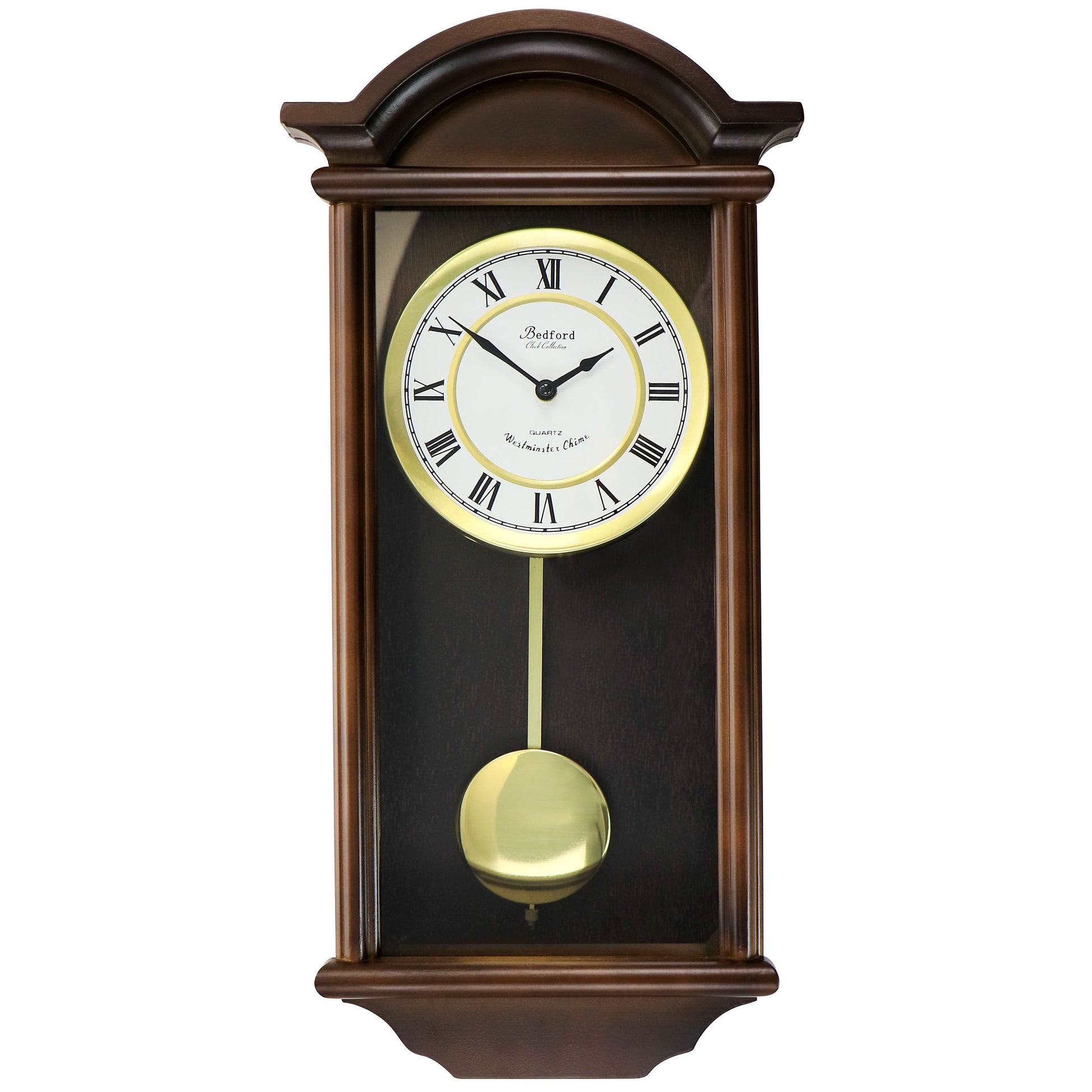 Bedford Clock Collection George 22 Inch Chestnut Wood Chiming Pendulum Wall Clock LuxuryLifeWay Online Store