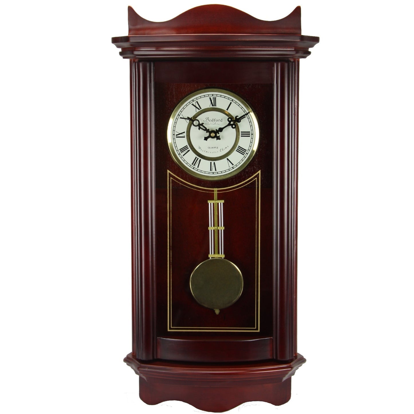 Bedford Clock Collection Weathered Chocolate Cherry Wood 25 Inch Wall Clock with Pendulum LuxuryLifeWay Online Store