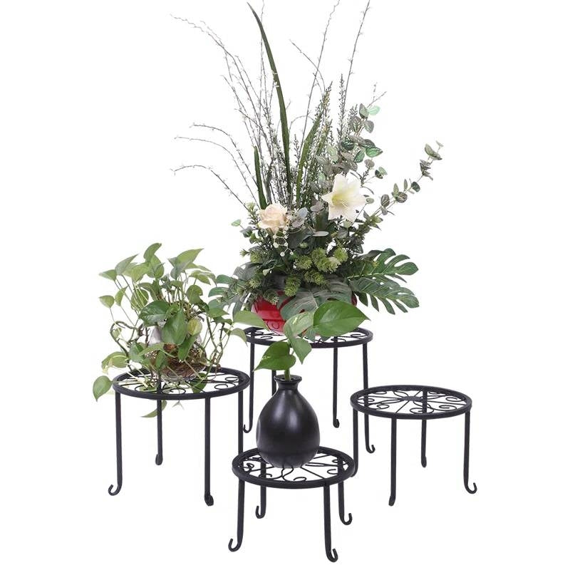 Set of 4 - Indoor Outdoor Black Metal Plant Stand LuxuryLifeWay Online Store