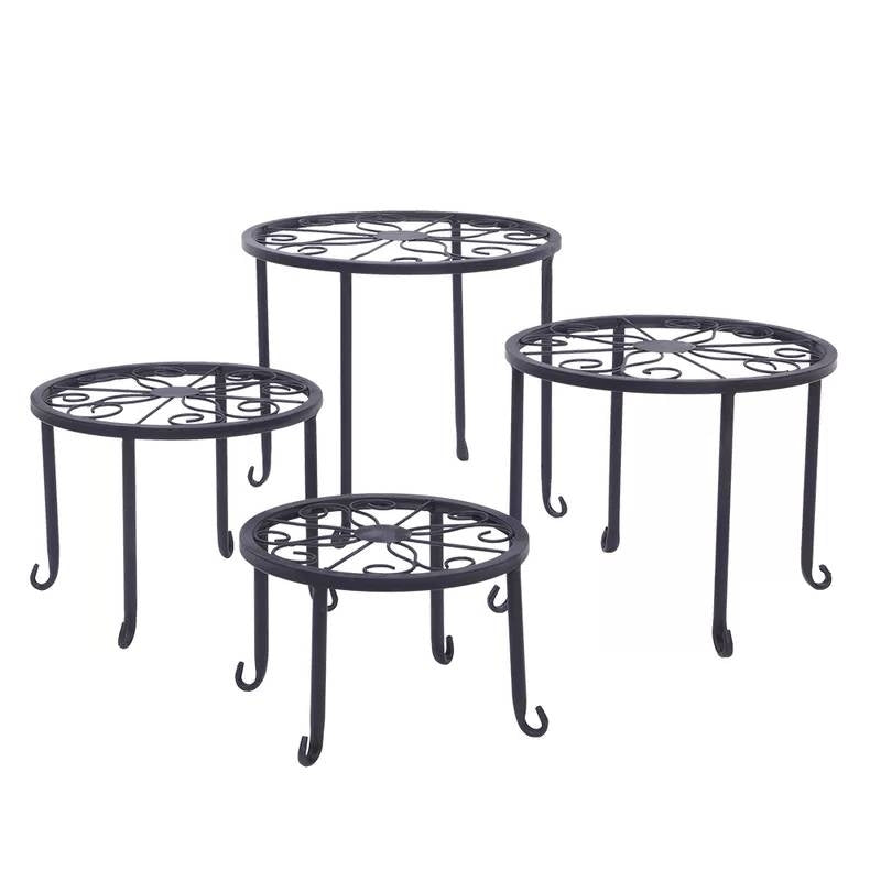 Set of 4 - Indoor Outdoor Black Metal Plant Stand LuxuryLifeWay Online Store