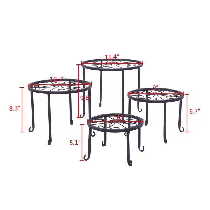 Set of 4 - Indoor Outdoor Black Metal Plant Stand LuxuryLifeWay Online Store