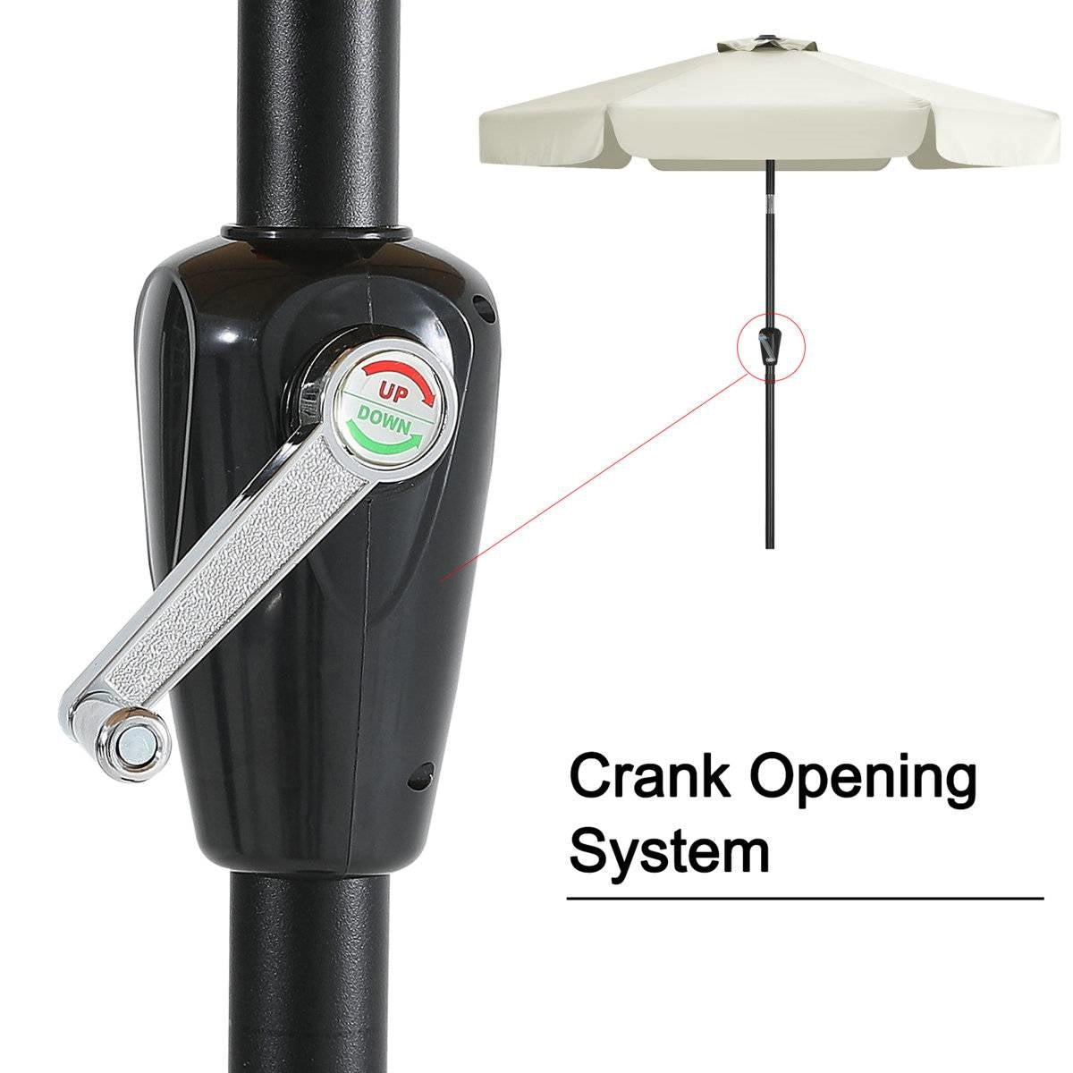 Off White 7.5 Foot Patio Umbrella with Push Button Tilt and Metal Pole