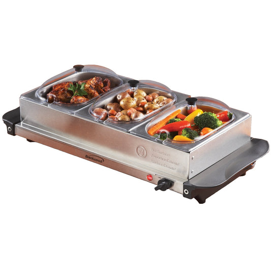 Brentwood Triple Buffet Server w/ Warming Tray LuxuryLifeWay Online Store