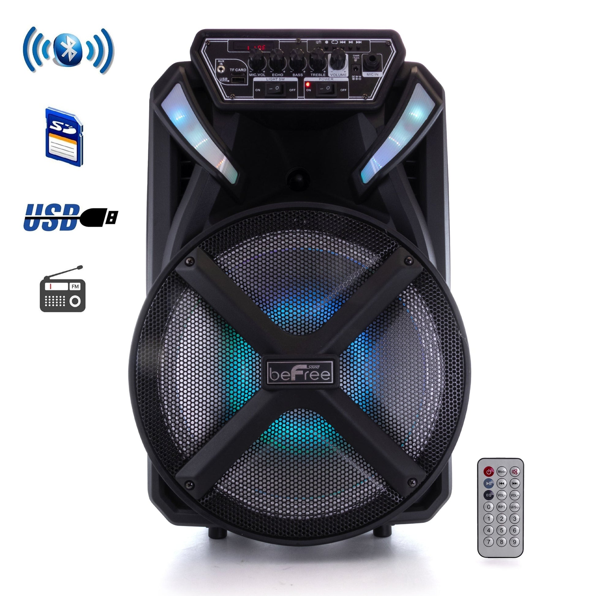 beFree Sound 12 Inch BT Portable Rechargeable Party Speaker LuxuryLifeWay Online Store
