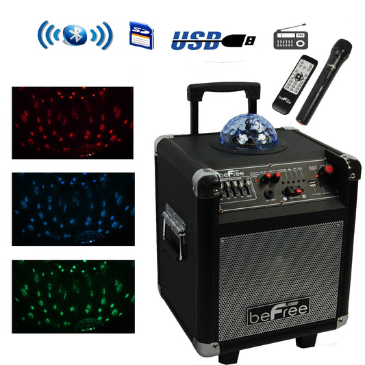 beFree Sound Projection Party Light  Dome 6.5 Inch Subwoofer Bluetooth Portable Party Speaker with USB/ SD Input, FM Radio, Remote Control and  Microphone LuxuryLifeWay Online Store