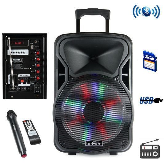 beFree Sound 15 Inch Bluetooth Rechargeable Party Speaker With Illuminatiing Lights LuxuryLifeWay Online Store