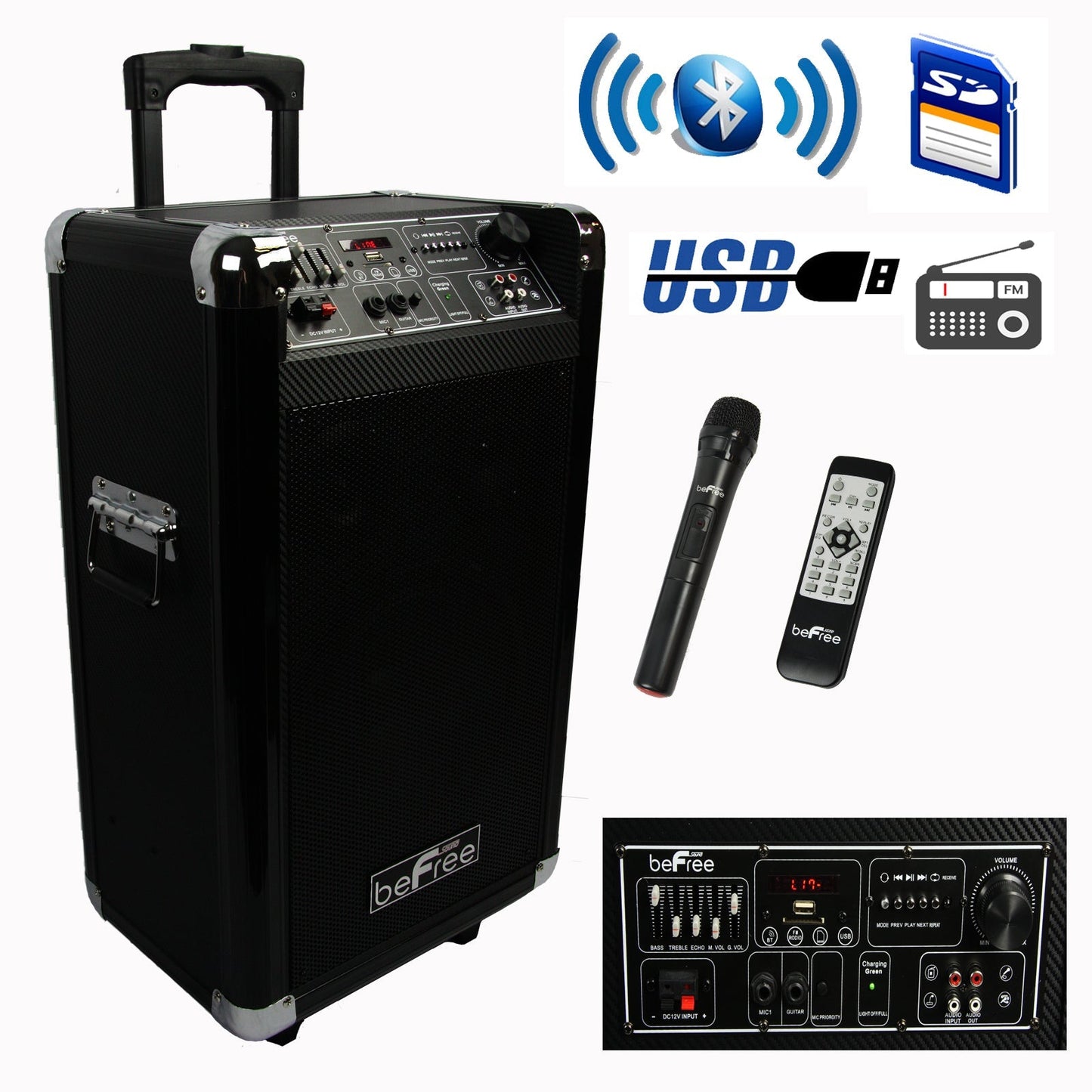 beFree Sound Sleek 10 Inch Professional Portable Bluetooth PA Speaker LuxuryLifeWay Online Store