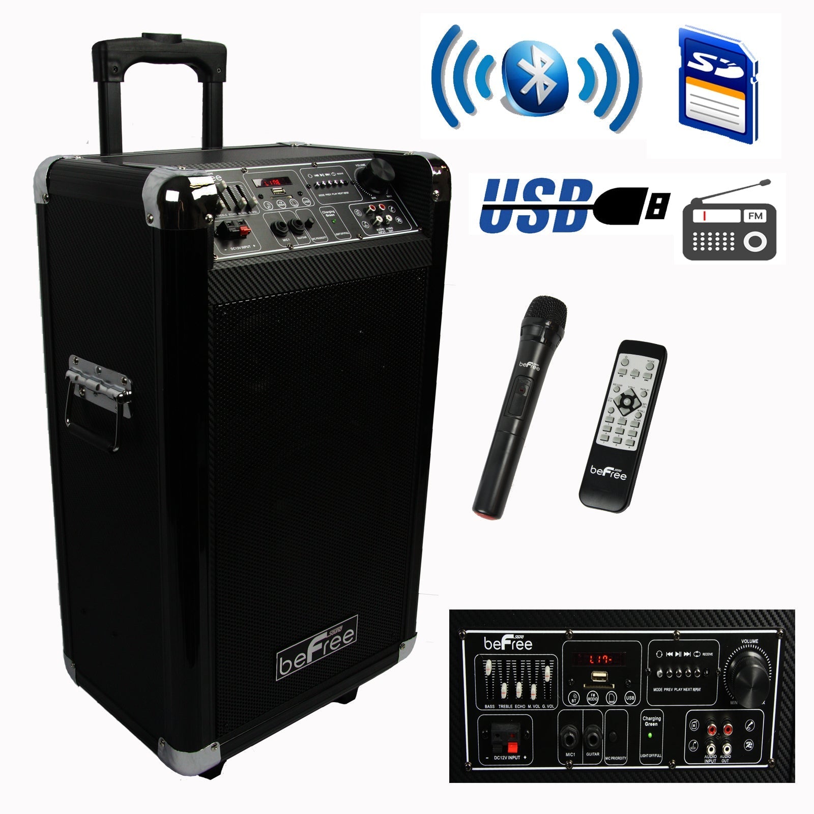 beFree Sound Sleek 10 Inch Professional Portable Bluetooth PA Speaker LuxuryLifeWay Online Store