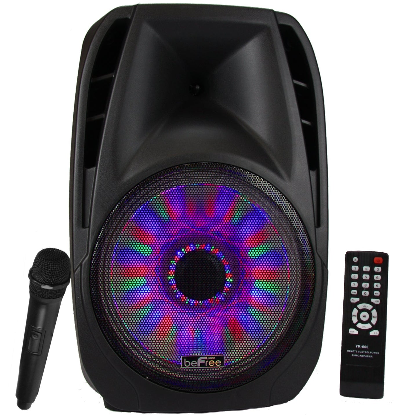 beFree Sound 15 Inch Bluetooth Tailgate Speaker with Sound/Volume Reactive Lights LuxuryLifeWay Online Store