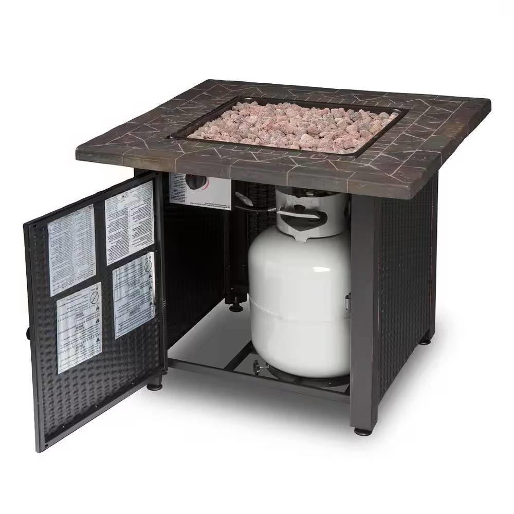 30-inch Outdoor Bronze LP Propane Gas Fire Pit with Lava Rocks and Cover LuxuryLifeWay Online Store